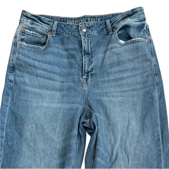 American Eagle Outfitters Super High-Rise Baggy Wide Leg medium blue size 14 reg - Picture 3 of 5